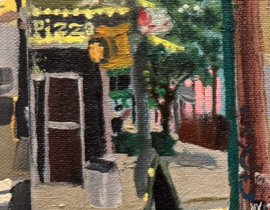 14" x 11" Original Oil painting on stretched canvas "Busy Corner"