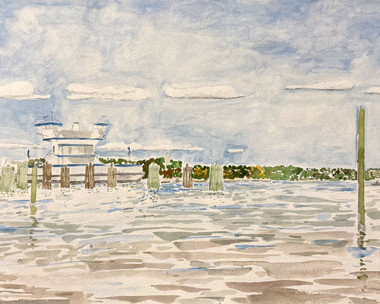 10" x 8" Watercolor Paper Print - James River Waiting