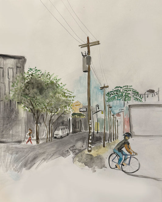 8" x 10" Watercolor Print - Bushwick Bike Ride